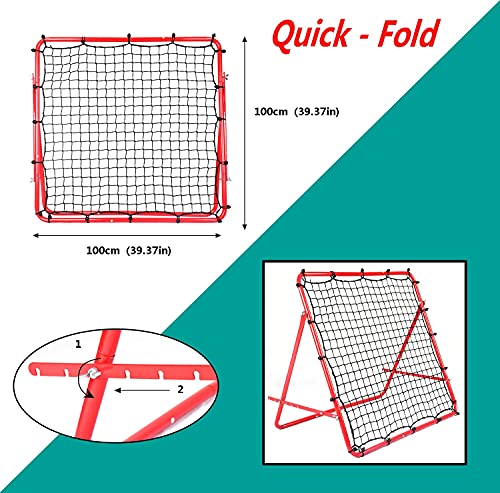 Foldable 3.3 * 3.3FT Soccer Rebounder Net with Thickened Tube and Rope, Football Rebound Net, Kickback Soccer Trainer for Kids and Teenagers - Ball Rebounder Soccer Trainer for Indoor Outdoor
