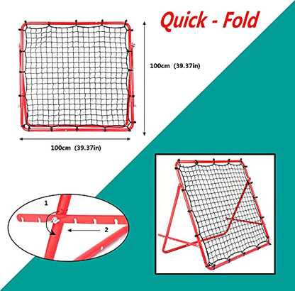 Foldable 3.3 * 3.3FT Soccer Rebounder Net with Thickened Tube and Rope, Football Rebound Net, Kickback Soccer Trainer for Kids and Teenagers - Ball Rebounder Soccer Trainer for Indoor Outdoor