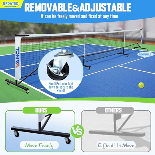 Pro Pickleball Net Portable with Wheels – 22ft Heavy Duty Pickleball Net System with Sturdy Aluminum Frame for Outdoor & Indoor – Nylon Net & Carrying Bag for Pickleball, Tennis, Badminton - style: Movable-Portable