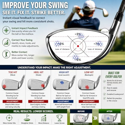 Golf Impact Stickers, High-Resolution Impact Tape for Irons, Woods & Fairway Clubs, Swing Training Aid for Home Practice, Nets & Golf Simulators, Essential Golf Accessories for Men & Women - style: Right-handed - 180 Pcs (Drivers 60, Irons 80, Fairways 40
