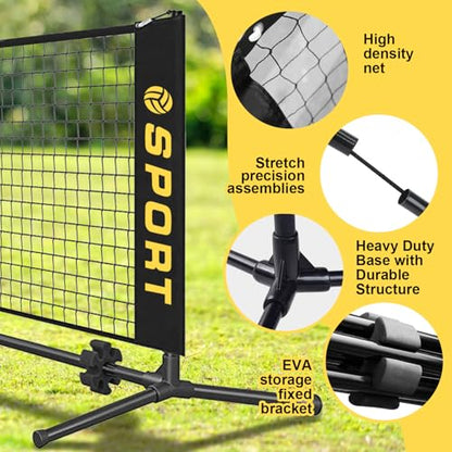 10 FT Mini Portable Tennis Net for Teenagers with Rubber Volleyball, with Pump and Carry Bag, Adjustable Height 2.7FT-5.1FT for Badminton Net, Volleyball Net,Soccer Net,Pickleball Net