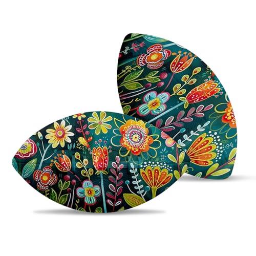 American Football, Official Size 11.9 x 7.3 Inch, Premium Composite Leather High-Grip Ball with Pro-Style Lacing, Unique Prints for Training, Games & Gifts - color: Art Paintings Flowers