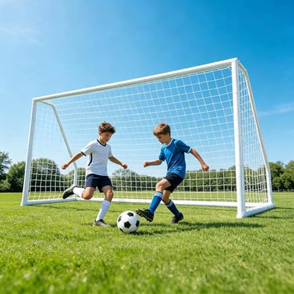 ZENY Portable Soccer Goal for Backyard,12x6 / 10x6.5 / 8x5 / 6x4 ft Kids Adults Soccer Net and Frame for Home Backyard Practice Training Goals, Soccer Training Equipment - style: 12 x 6 FT - HPVC