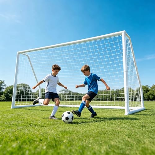 ZENY Portable Soccer Goal for Backyard,12x6 / 10x6.5 / 8x5 / 6x4 ft Kids Adults Soccer Net and Frame for Home Backyard Practice Training Goals, Soccer Training Equipment - style: 12 x 6 FT - HPVC