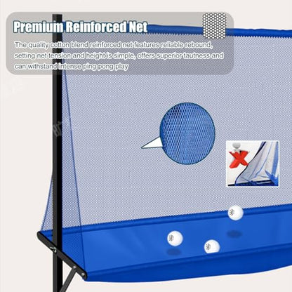 Indoor Outdoor Ping Pong Recycle Catcher, Rolling Table Tennis Ball Collector with Metal Frame for Multi-Ball Drills or Robot Serve Launcher Practice, Kids Training Tool, Easy Set Up