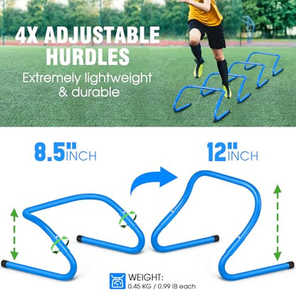 X-UMEUS Agility Ladder Speed Training Equipment Set-20ft Agility Ladder,12 Soccer Cones,4 Hurdles, Jump Rope, Running Parachute| Basketball Football Soccer Training Equipment for Kids Youth Adults - color: Yellow Blue