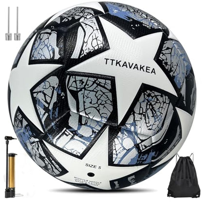 Soccer Ball Size 5,Waterproof PU Leather,Official Match Ball