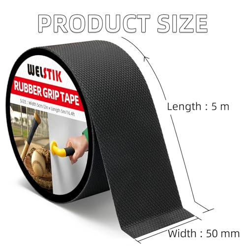 WELSTIK Rubber Grip Tape, Ultra Strong Waterproof Anti Slip Tape with Textured Adhesive for DIY Tools & Gadgets (Black, 2In x 16.4Ft) - size: 2inch*16.4ft