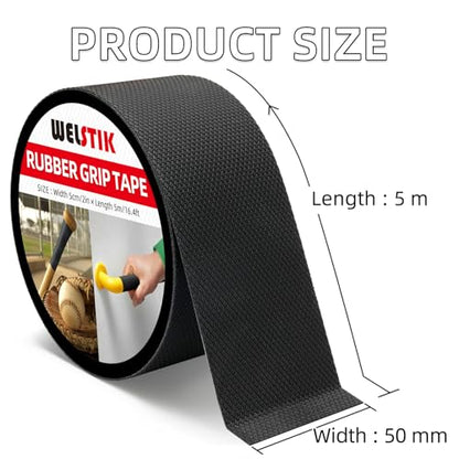 WELSTIK Rubber Grip Tape, Ultra Strong Waterproof Anti Slip Tape with Textured Adhesive for DIY Tools & Gadgets (Black, 2In x 16.4Ft) - size: 2inch*16.4ft