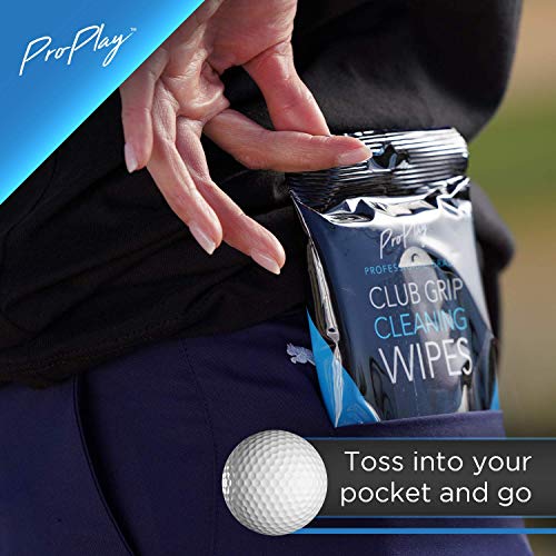 ProPlay Club Grip Cleaning Wipes | Powerful Cleaner Removes Grime, Dirt, and Sweat | Restore Tackiness of Golf Club Grips | Convenient, Resealable Pack - Unscented 8 Pack - size: 20 Count (Pack of 8)