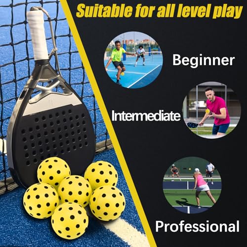 CEYAZYE 6 Pcs Silent Pickleball Balls, Soft Foam Balls for Indoor and Outdoor Practice, Low-Noise and Durable, Pickle Ball for Beginners Adult Outdoor Training
