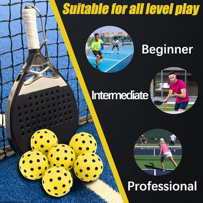 CEYAZYE 6 Pcs Silent Pickleball Balls, Soft Foam Balls for Indoor and Outdoor Practice, Low-Noise and Durable, Pickle Ball for Beginners Adult Outdoor Training