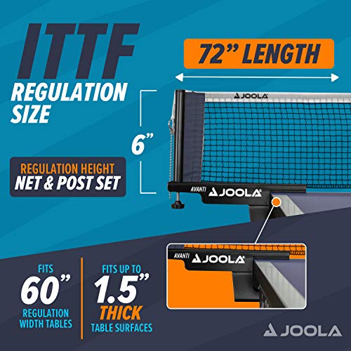 JOOLA Premium Avanti Table Tennis Net and Post Set - Portable and Easy Setup Ping Pong Screw On Clamp Net - color: ‎White/Black, size: Regulation