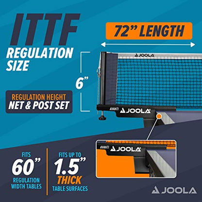 JOOLA Premium Avanti Table Tennis Net and Post Set - Portable and Easy Setup Ping Pong Screw On Clamp Net - color: ‎White/Black, size: Regulation
