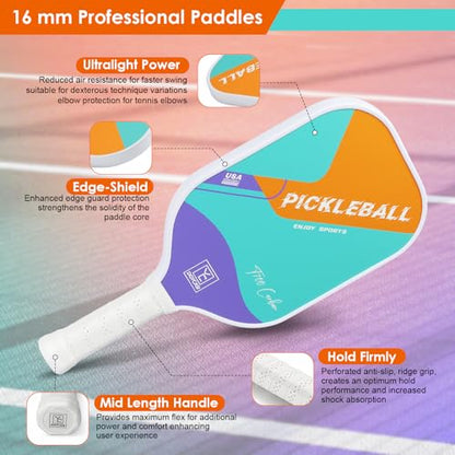 YC DGYCASI 16mm Pickleball Paddles Professional, USAPA Approved, T700 Carbon Fiber Pickleball Paddle Thermoformed, High Grit & Spin, 5.5” Elongated Handle, Handle Girth 4.25”, 8.3oz, with Cover Case - color: Orange