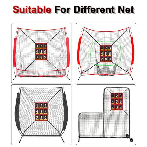 9-Section Numbered Strike Zone Trainer for Baseball & Softball | Adjustable 19"x27" Pitching Target Net to Improve Pitching Control & Hitting Accuracy for All Ages.