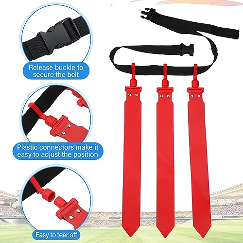 Hungdao 10/12 Players Flag Football Belts and Flags Adjustable Football Belts for Kids Teens Adults Team Training Sport Event - color: Red, Green