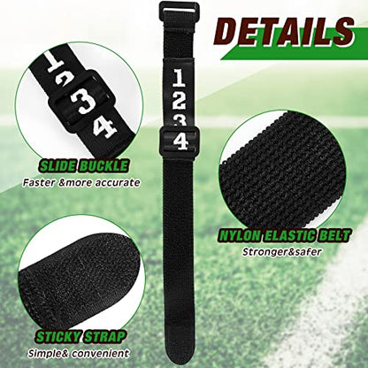Taiyin 3 Pcs Football Referee Gear Official Football Numbered Wrist Down Indicator Sliding Side Clip Umpire Indicator Hook and Loop Umpire Football Referee Gear Wristband Referee Accessories, Black