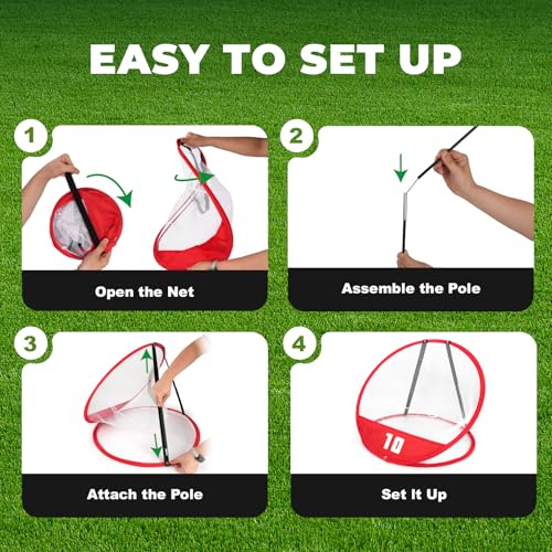 AuntyFey Golf Chipping Net, Golf Chipping Game, 3Pcs Pop-Up Golf Practice Net Backyard with 3 Targets, 15 Balls, 1 Hitting Mat, 1 Storage Bag, Indoor Outdoor Game Gift(Golf Clubs not Included)
