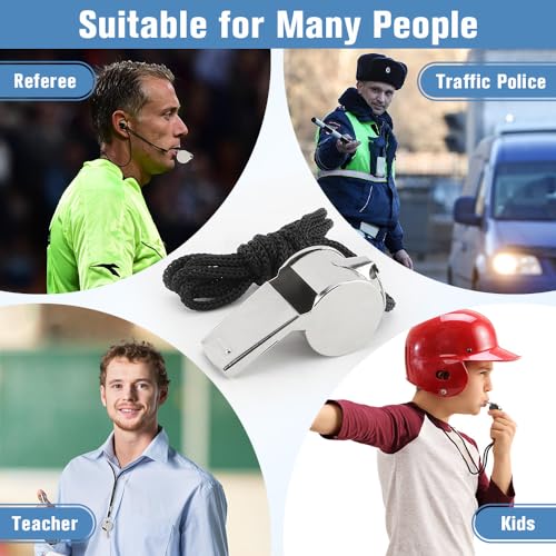 Whistle, 6 PCS Whistle for Coaches Stainless Steel Whistles with Lanyard Referee Whistle Emergency Coach Whistles Teacher Whistle Loud Crisp Sound Whistle for Adults Teachers Sports Pet Training
