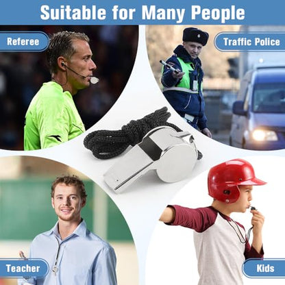 Whistle, 6 PCS Whistle for Coaches Stainless Steel Whistles with Lanyard Referee Whistle Emergency Coach Whistles Teacher Whistle Loud Crisp Sound Whistle for Adults Teachers Sports Pet Training
