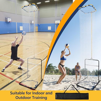 Volleyball Setter Training Equipment 8 Adjustable Heights,Sturdy and Durable 130inch Volleyball Setter Training Net 6 Adjustable Angles for Indoor and Outdoor Training - color: Yellow