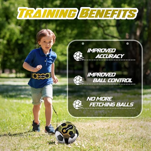 Global Park Soccer Trainer Adjustable Waist Belt - Football Training Equipment Aid for Ball Control, Passing & Shooting, Kick Throw Trainer Solo Practice Volleyball, Rugby for Kids Adults at Home - color: Black