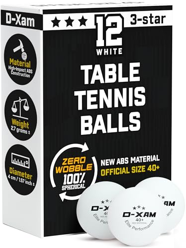 D-Xam Ping Pong Balls, 3 Star Orange or White Table Tennis Balls, Professional Premium Abs 50, 20 Pack Ping Pong Ball for Indoor & Outdoor - color: White, size: 12 Pack