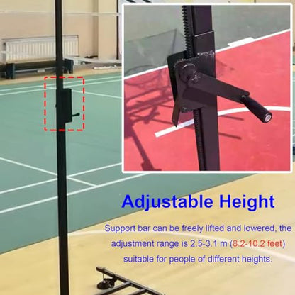 Basketball Shot Return Apparatus Rolling Net Floor Standing Backboard Rebounder Attachment for Traditional Pole/Wall Mounted Hoops Height Adjustable Shooting Racks