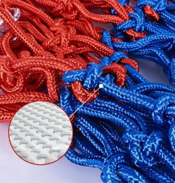 Heavy Duty Basketball Net - for Indoor and Outdoor Replacement nets and 12-Ring Standard Basketball Hoops, Anti-Whiplash Design - color: White, Red