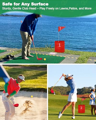 HOTWIND Backyard Golf Game Clubs with 5”x 3.5” Oversize Heads and 36” Lightweight Carbon Shaft for Adults Play Outdoor Golf Yard Game in Grass Parks and Yards Hit Plastic and Foam Balls - size: 4 Pack