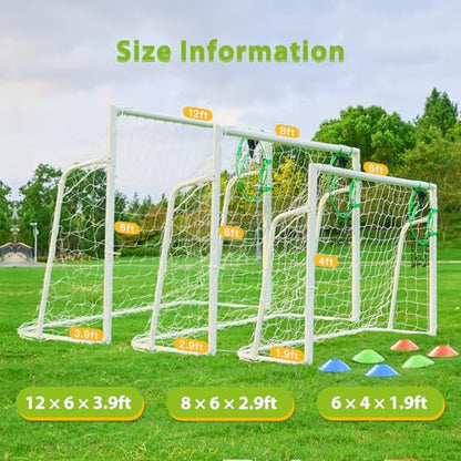 Soccer Goal 12×6, 8×6 and 6×4 FT Soccer Goals for Backyard, 2"Diameter Steel Soccer Goal for Kids and Adults Large soccer goal Powder Coated Galvanized Steel Post With Soccer Target Net for Training - style: 12'W×6'H