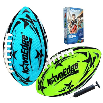 Hydro Water Football - 9.25-Inch Mesh Outer with Rubber Bladder | for All Ages - Pool, Lake, Beach Play | Textured Grip with Real Laces | Includes Pump | Choose 1 or 2 Ball Pack - color: Blue X1 + Green X1