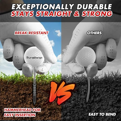 DURARANGE Premium Golf Tees - 5-Prong & 4-Prong Anti-Slip, Enhanced Stability, Unbreakable Golf T 3-1/4" for 360cc Drivers, Ideal Gift for Golfer - color: Mixed Golf Tees- 10 for each- 30pk
