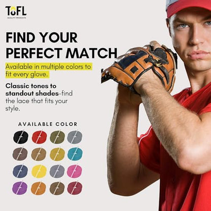 TOFL Softball and Baseball Glove Lace Kit | Mitt Lace Glove Repair Lacing Kit | 2 Leather Laces with Lacing Needle for Catchers Glove