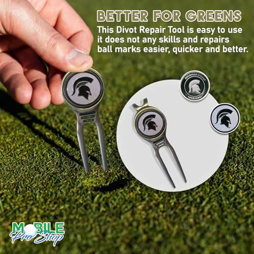 Divot Repair Tool Removable Magnetic Ball Marker-Best Divot Fixer - style: MICHIGAN STATE SPARTANS