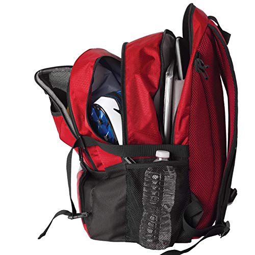 Athletico National Soccer Bag - Backpack for Soccer, Basketball & Football Includes Separate Cleat and Ball Holder - color: Red