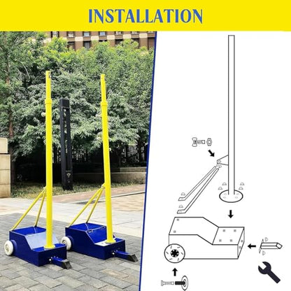 Indoor Volleyball Net, Heavy Duty Volleyball Net with Poles,Adjustable 4 Heights of 5ft-6.8ft with Wheels,for Backyard Outdoor School Gym