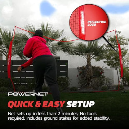 PowerNet Portable Sports Rebounder -Basketball, Volleyball, Soccer, Baseball, Softball and Lacrosse, Backyard & Garage Backstop, Indoor Outdoor Safety Net for Protection - style: 16x10 RED Net