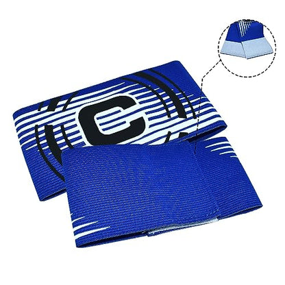 Soccer Captain Armband, 2Pcs Sports Captain Armbands Elastic Protective Arm Badge Adjustable Football Basketball Player Bands Adult Women Men - style: arc-blue