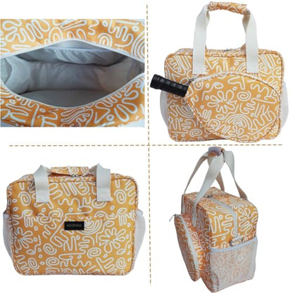 Pickleball Bag for Women, Cute Pickleball Tote Bag Crossbody Sling Paddles Shoulder Bag Large for Sports Gym Duffle - color: Yellow