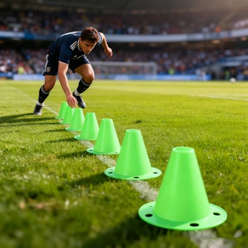 10-Pack Football Training Cones, Bracket Accessories, Obstacle Marking Set - color: Green