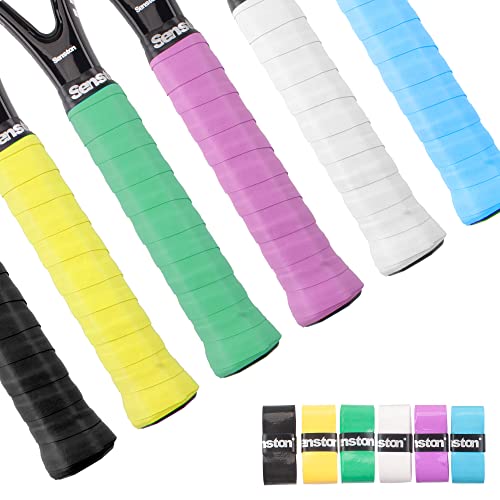 Senston Tennis Rackets Grips Squash Badminton Racquet Overgrip Tape Pickleball Rackets Handle Wrap - color: Pure, style: 6 PACK