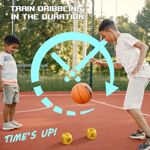 Basketball Dribble Skills Dice Set - Training Equipment - Basketball Gift for Boys.Dribble Skills Training for Beginner and Party Favors - color: Yellow