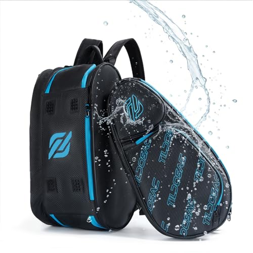 TILDOSAC 2-in-1 Detachable Pickleball & Padel Bag for Men Women | Thermal Foil Insulated Racket Compartment | Outdoor & Gym - color: Black Blue