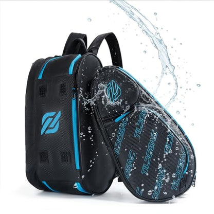 TILDOSAC 2-in-1 Detachable Pickleball & Padel Bag for Men Women | Thermal Foil Insulated Racket Compartment | Outdoor & Gym - color: Black Blue