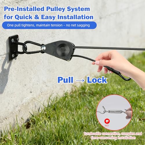 Golf Practice Net with Pre-Assembled Hanging System, 10x10/ 10x15/ 10x20ft Golf Netting for Garage, Self-Locking Pulley & 3/16" PVC Coated Cable, Easy Tension Setup, DIY Sports Netting - size: 10x15 FT