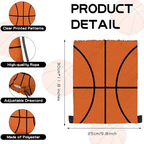 16 Pieces Basketball Gift Bags Basketball Drawstring String Bag Sports Backpack Ball Drawstring Party Favor Bags for Sports Storage Party Decorations - style: Basketball
