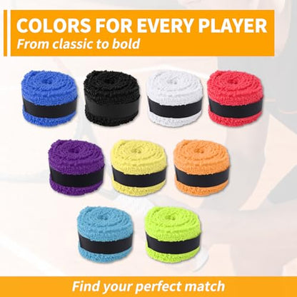 2 Pcs Tennis Racket Grip Tape, Towel Tennis Overgrip Tape, Anti-Slip Absorbent Grip, Racket Overgrip Tape,9 Colors - color: Blue