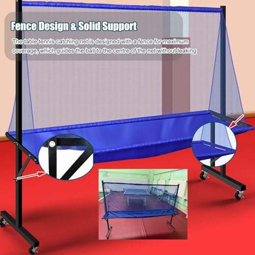 Park/Community/School Ping Pong Collecting Net, Movable Table Tennis Ball Return Training Tool/Trainer for Beginners Intermediate Advanced Competitions Practice, Easy Set Up